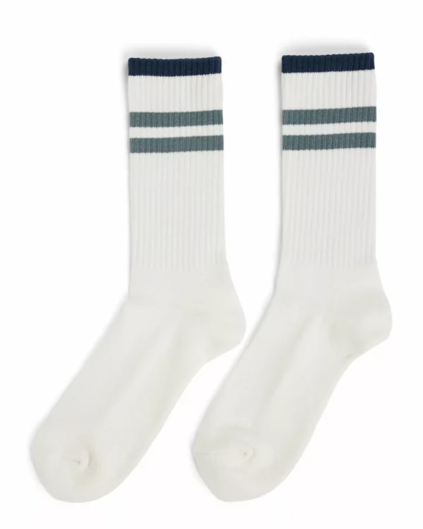 Shop Amundsen Sports Oslo Crew Socks 003 White/Stormy Blue