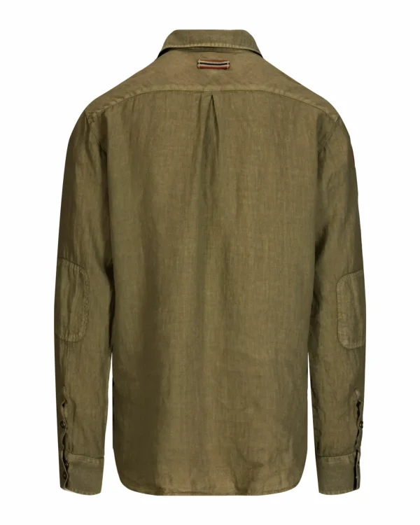 Fashion Amundsen Sports Safari G. Dyed Linen Shirt 407 Olive Ash